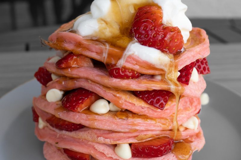 Strawberries and Cream Protein Pancakes