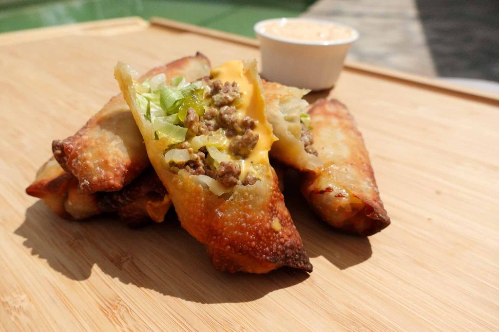 big mac egg rolls with dipping sauce